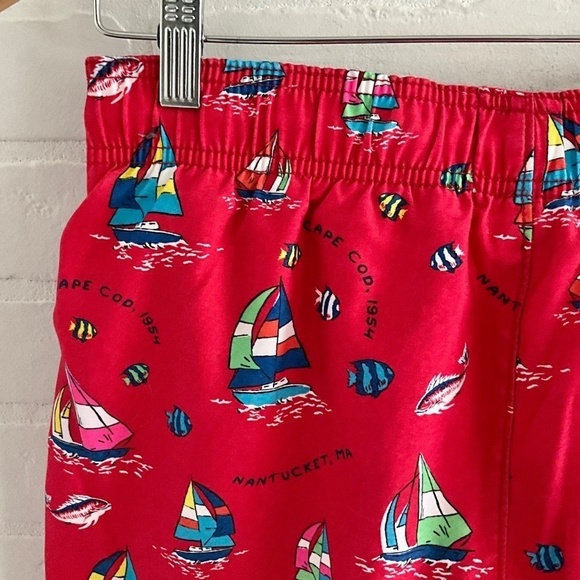 Abercrombie&Fitch Swim Trunks Shorts Red Novelty Sailing Nantucket print Sz S - Picture 12 of 15